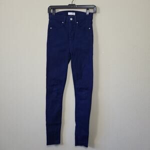 Loft‎ Womens Blue Regular Fit Dark Wash Mid Rise Denim Legging Jeans Size 24